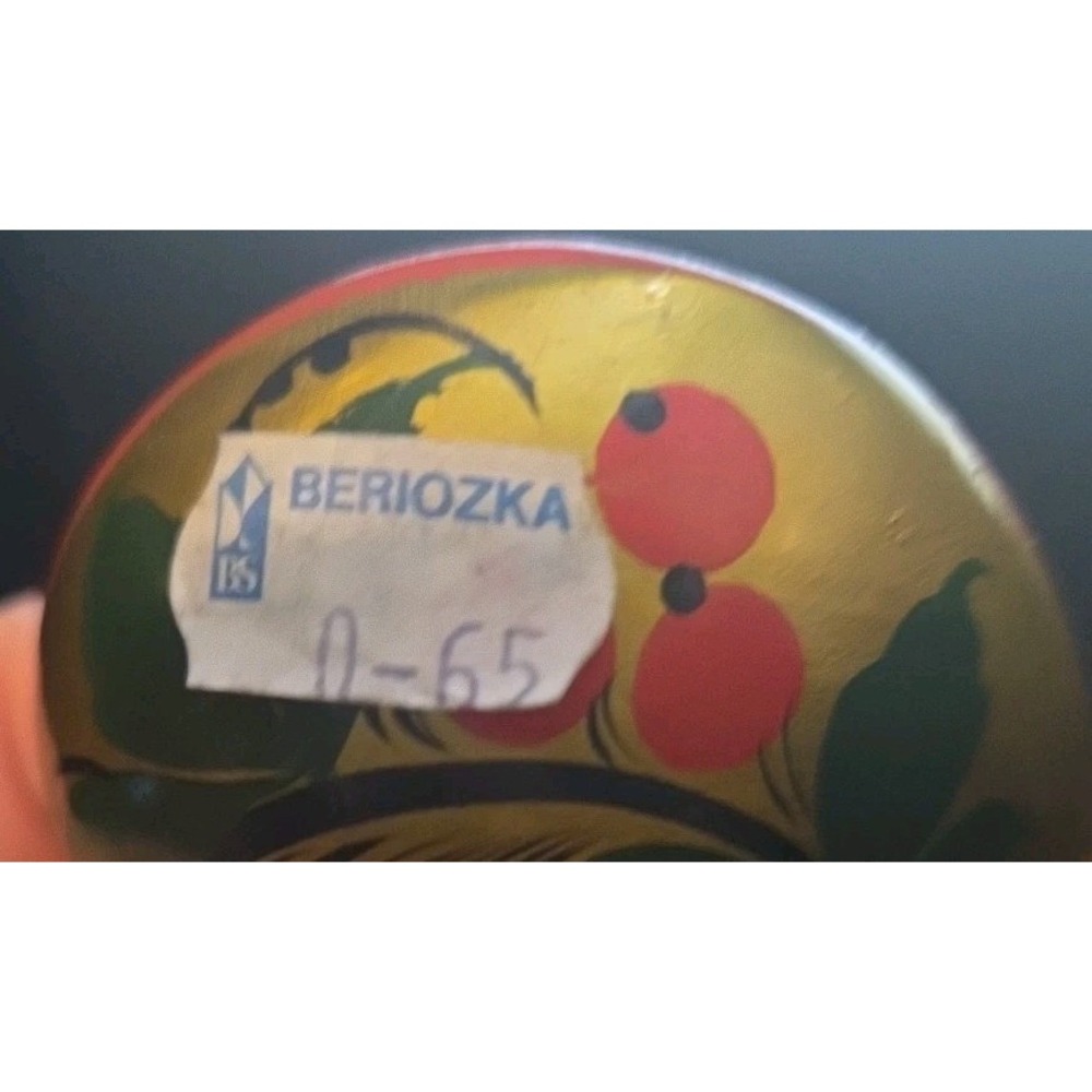 Beriozka Khokhloma Wooden Spoons USSR Set of 2 Gold Red Vintage Excellent - Picture 6 of 6